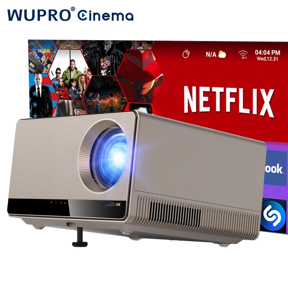 Global Version Wupro U1 Smart Android 12 Home Theater Wifi 6 600 ANSI Lumens 3+64GB Native 4K UHD LCD Video Projector