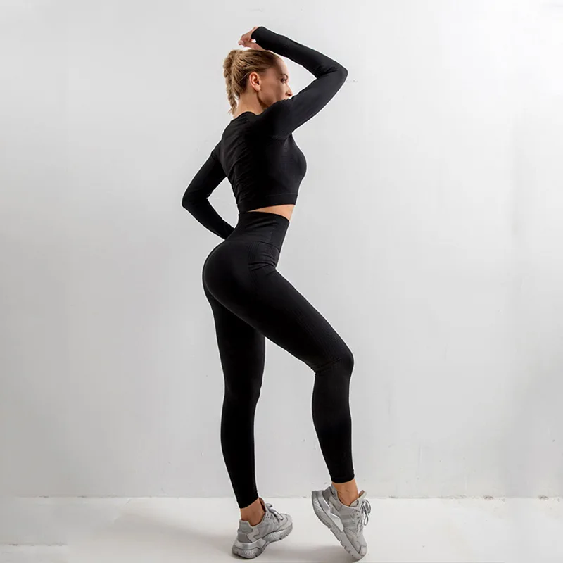 New Women Seamless Yoga Set Fitness Sports 5 Piece Gym Clothing Women Gym Yoga Set Workout Sets