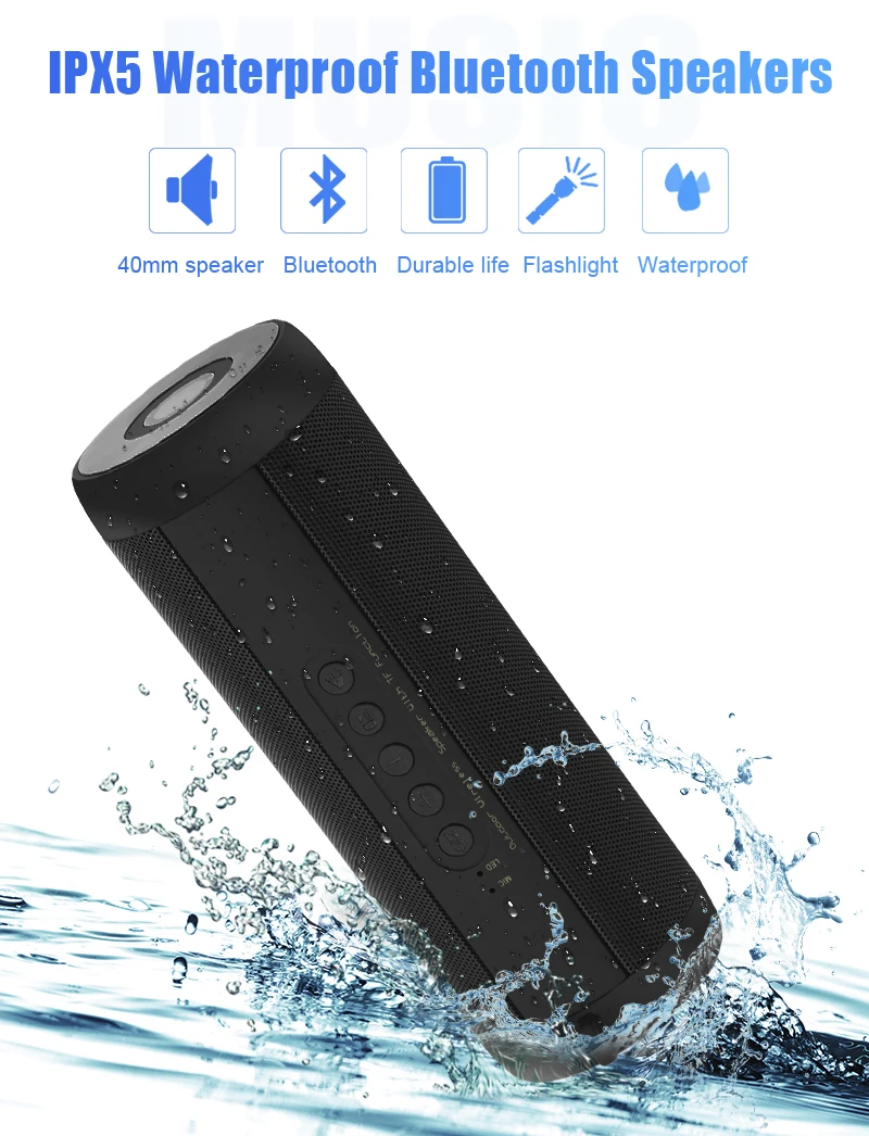 Modern Style Factory Oem Cylinder With LED light Fm TF Card Loudspeaker Waterproof Bluetooth Blutooth Speaker - ANKUX.COM