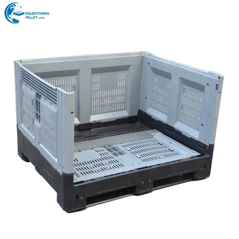 Heavy duty Circulation China Warehouse Plastic Foldable Bins Collapsible Bulk Container with Lid