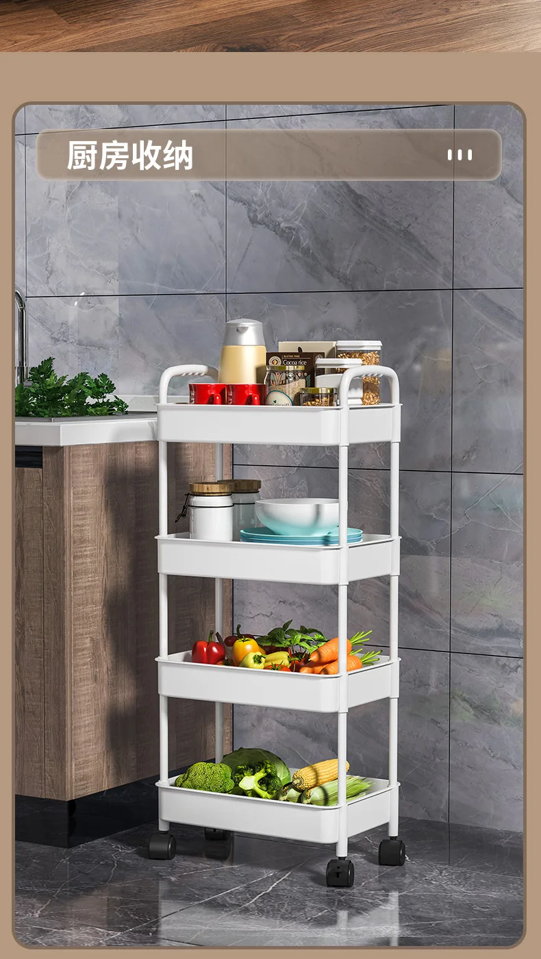 3 Tier Dining Rolling Storage Shelves Steel Hand Kitchen Storage Trolley Cart Organizer Kitchen Accessories Iron Multifunction supplier