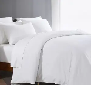 Luxurious Five-Star Hotel Duvet Cover Set 80%Cotton 20%Polyester Solid White Color Soft and Comfortable