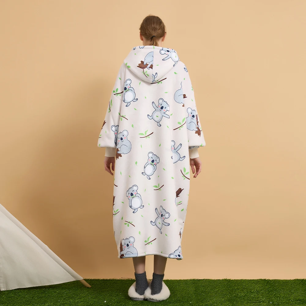 Oversized Tv Wearable Blanket Extra Long Warm Plush Fleece Hoody Winter Sherpa Hoodie