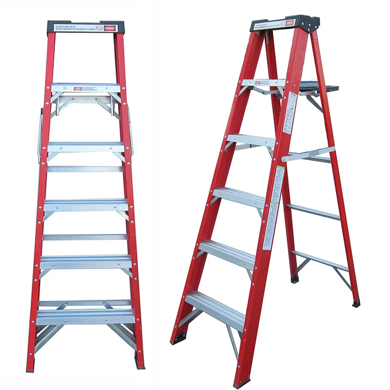 12 Meters Foldable FRP Step Ladders Insulated Slim Household Folding Stick Stabilisers Fiberglass Ladder EN131 Step Ladders