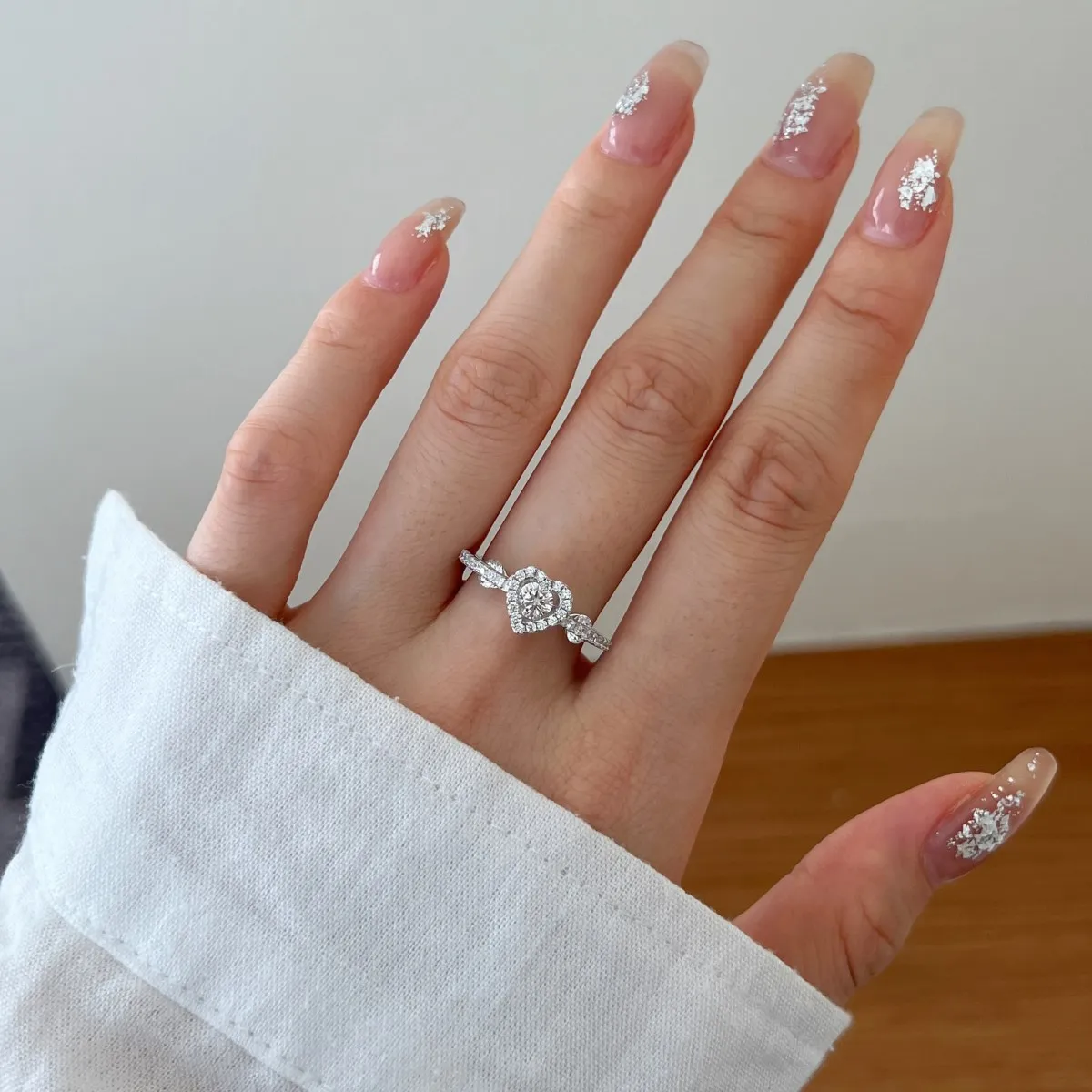 KAKODIY Elegant 925 Sterling Silver Heart Pink Ring Cubic Zirconia Promise Wedding Engagement Ring Jewelry for Women Gifts detail 4