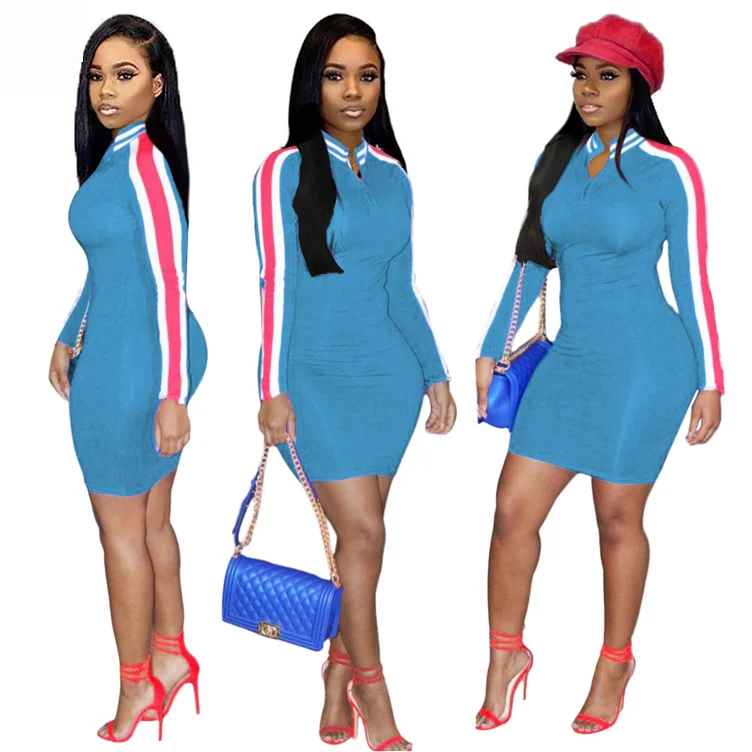 Sale Ladies Fashion Blue Dress 