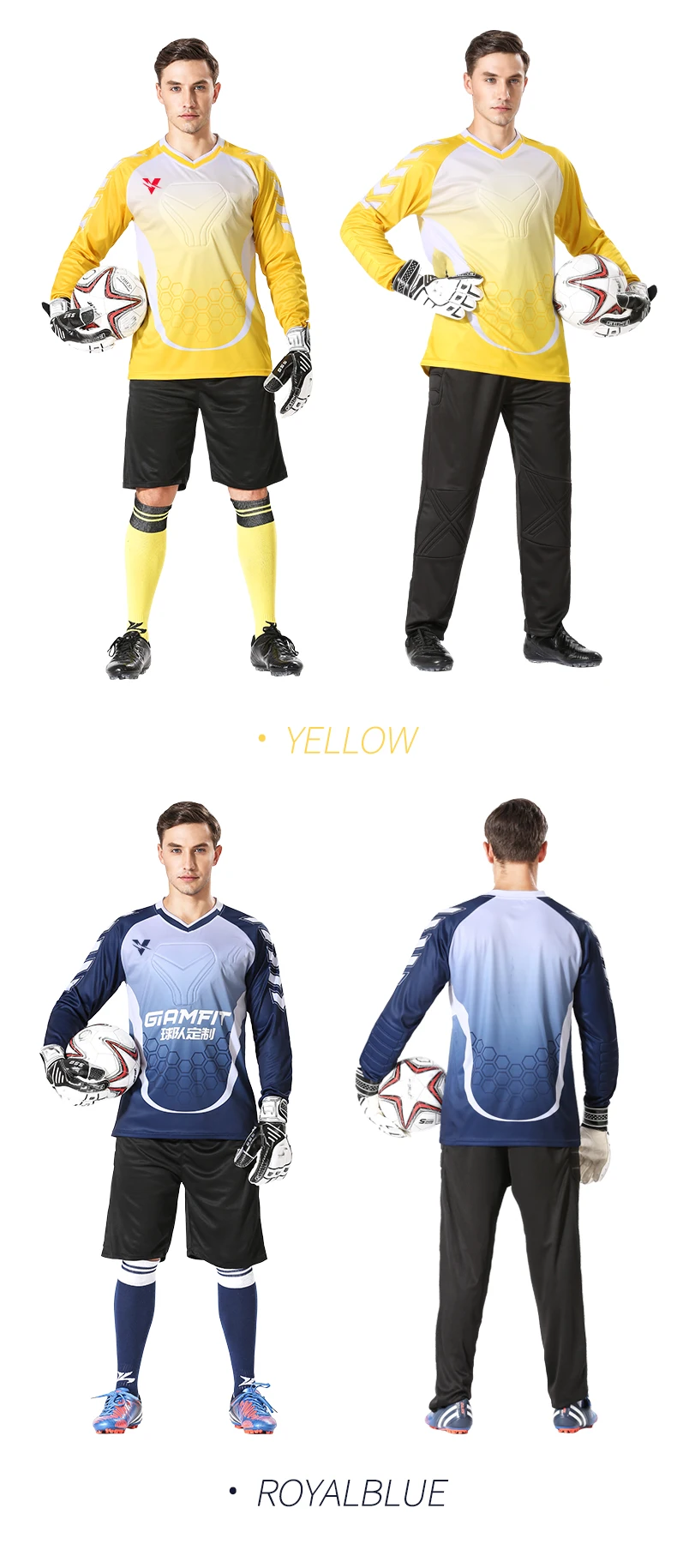 Goalkeeper Jersey Men Soccer Uniform Doorkeepers Survetement Football Training Kit Sponge