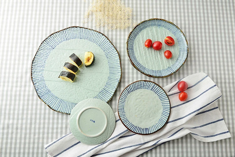 Japanese Style Modern Restaurant Buffet Dinnerware Porcelain Dinner Dessert Food Steak Crockery Round Dinner Ceramic Plate