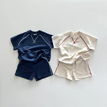 Summer Suit 2024 Children baby clothes thin cotton short sleeve T-shirt shorts sports two-piece suit