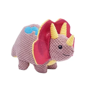 Hot Sale Interactive Plush Squeaky Pet Chew Toys Durable Stuffed Dinosaur Dog Toy