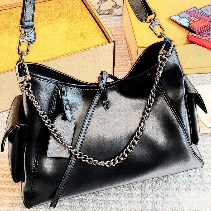 Hot-selling Women’s High-end Light Luxury Urban Minimalism Solid Color Tote Bag Large Capacity Commuting Genuine Leather Zipper