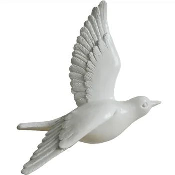 Resin 2d White Bird Wall Art Sculpture Flying Bird Wall Decoration ...