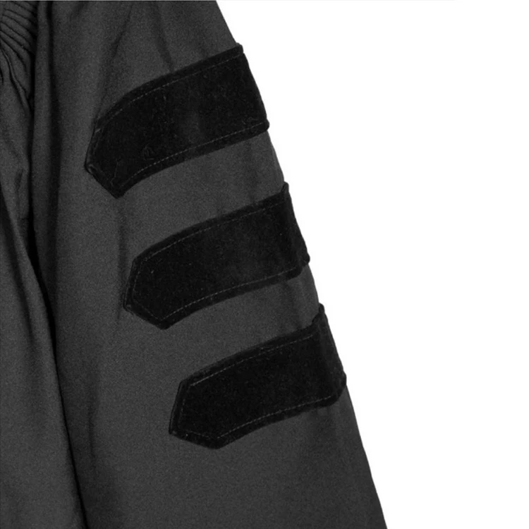 University graduation attire front velvet panel closeup