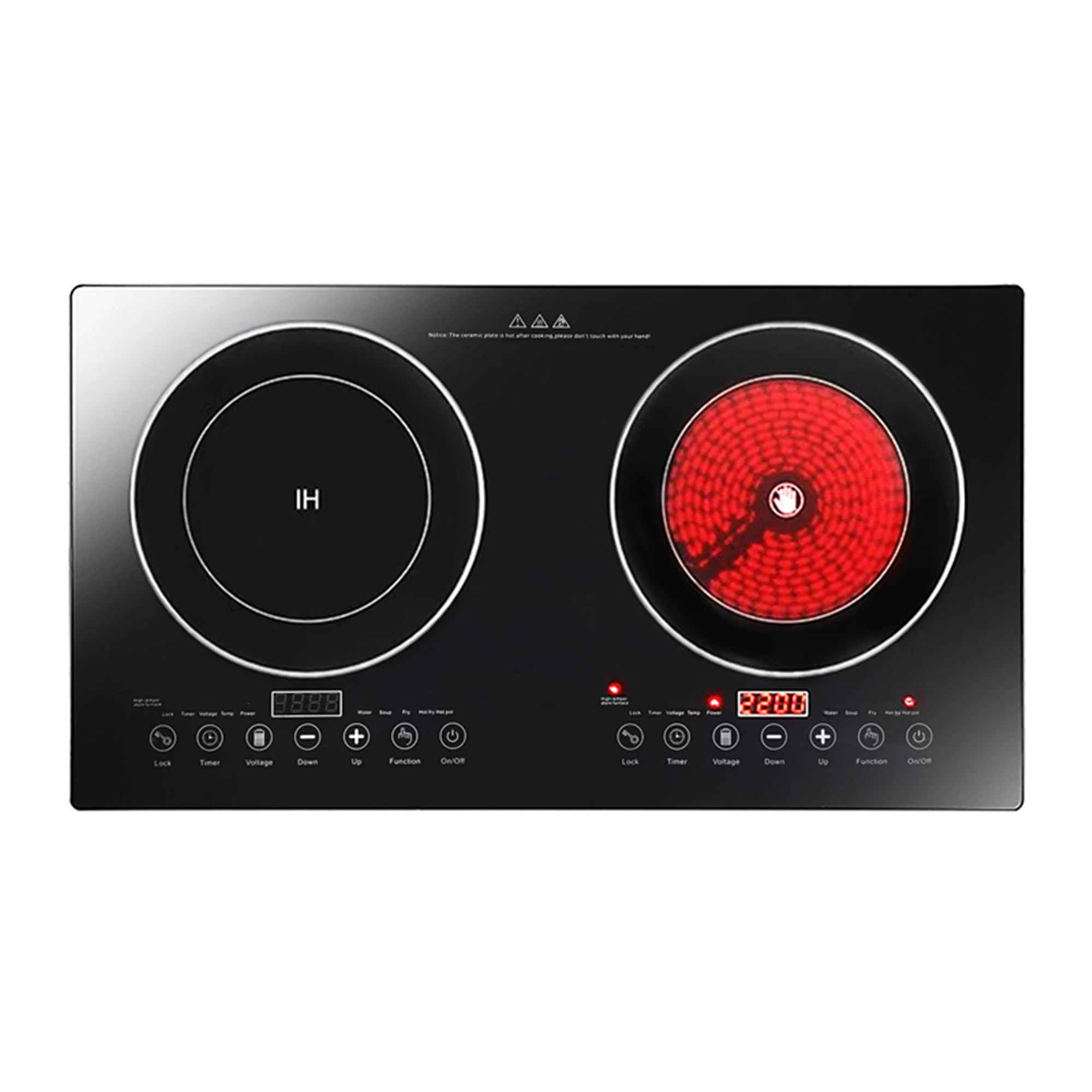 220v Built-in Panel Cooktop Double-burner Electric Cooktop Induction Cooker  And Ceramic Cooker Double Stove Embedded Dual Use