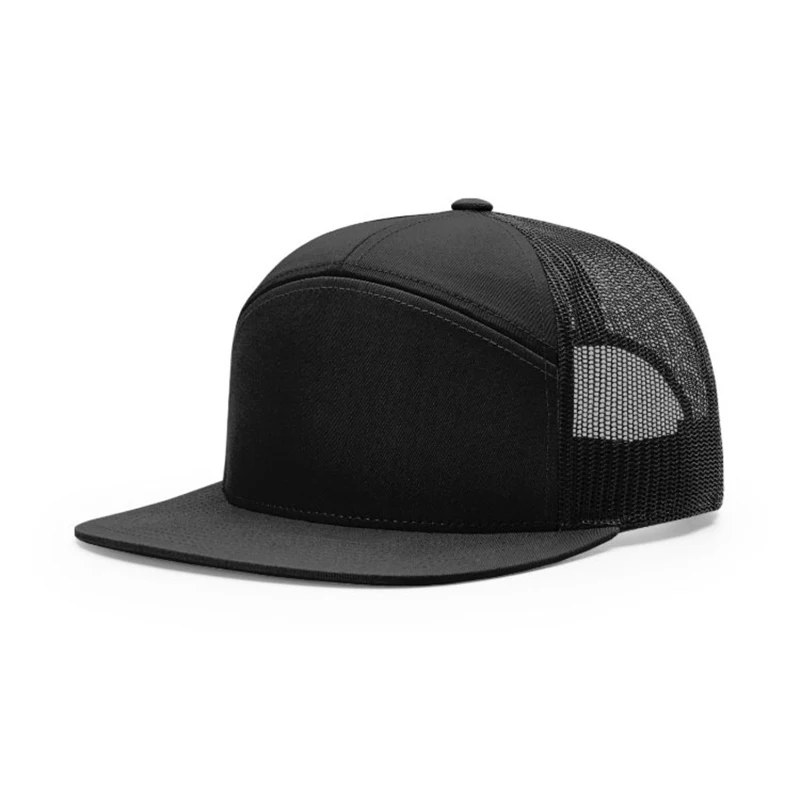 Wholesale High Quality Custom 7 Panels Plain Sport Snapback Caps Mesh Trucker Hats Trucker Caps for Men