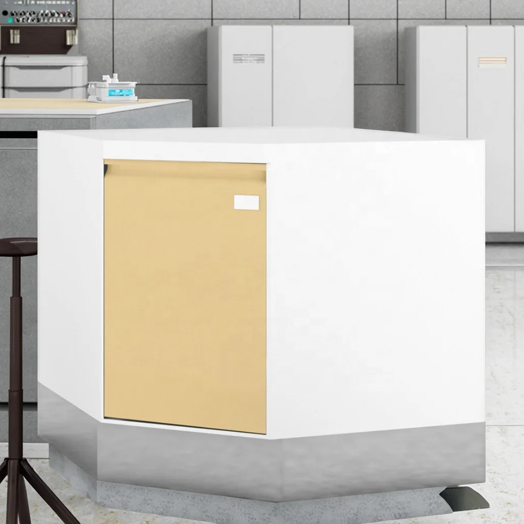 Modern Stainless Steel Non-Rectangular Five-Sided Base Cabinet for Hospital Clinical Labs Advanced Geometry Optimization 6