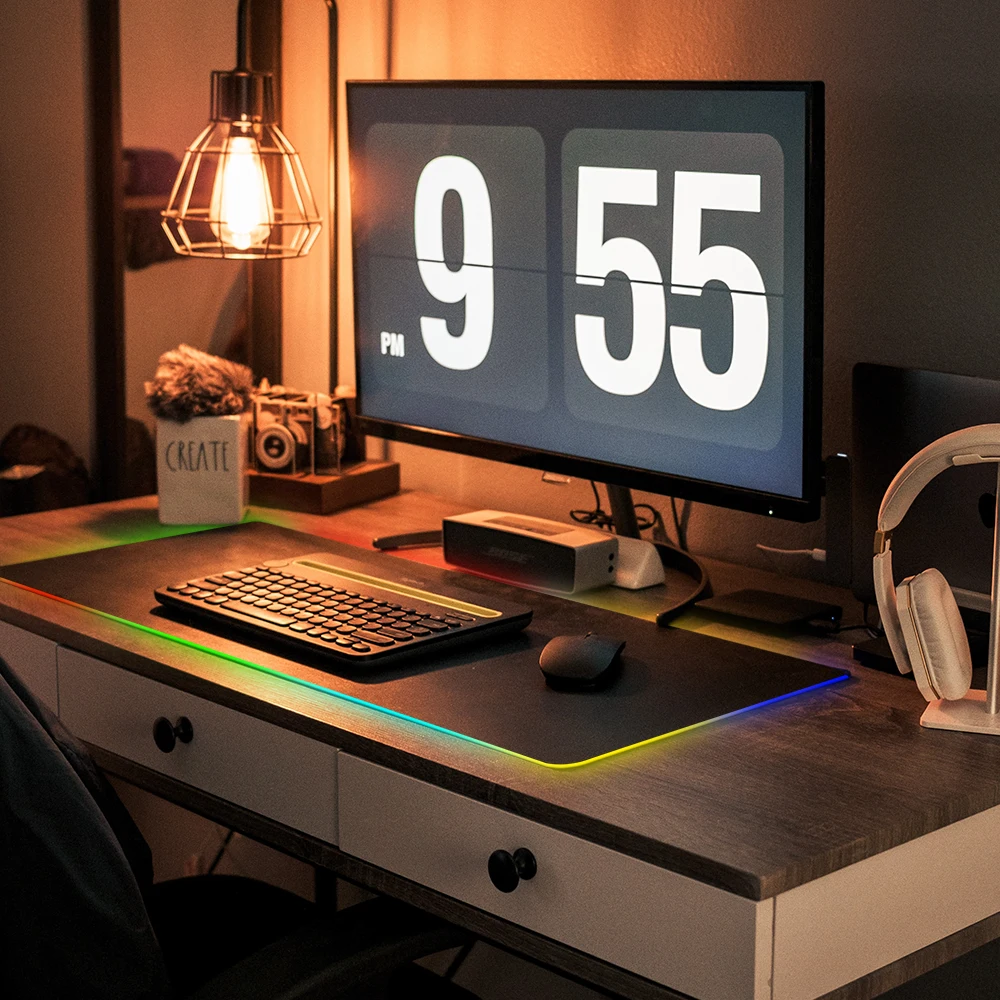 Custom Design Printed Photo Insert Blank RGB Mousepad XL XXL XXXL LED Light Pad Neoprene Rubber Waterproof Gaming Mouse Pad