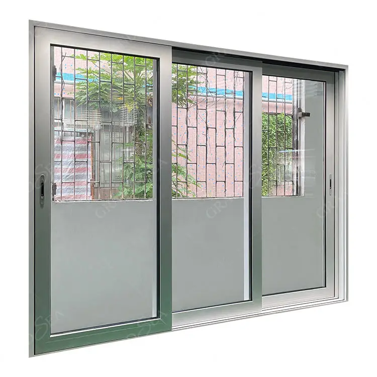 Triple Track Internal Partition Thermal Break Low E Glass White Aluminium Sliding Doors With HOPO Hardware