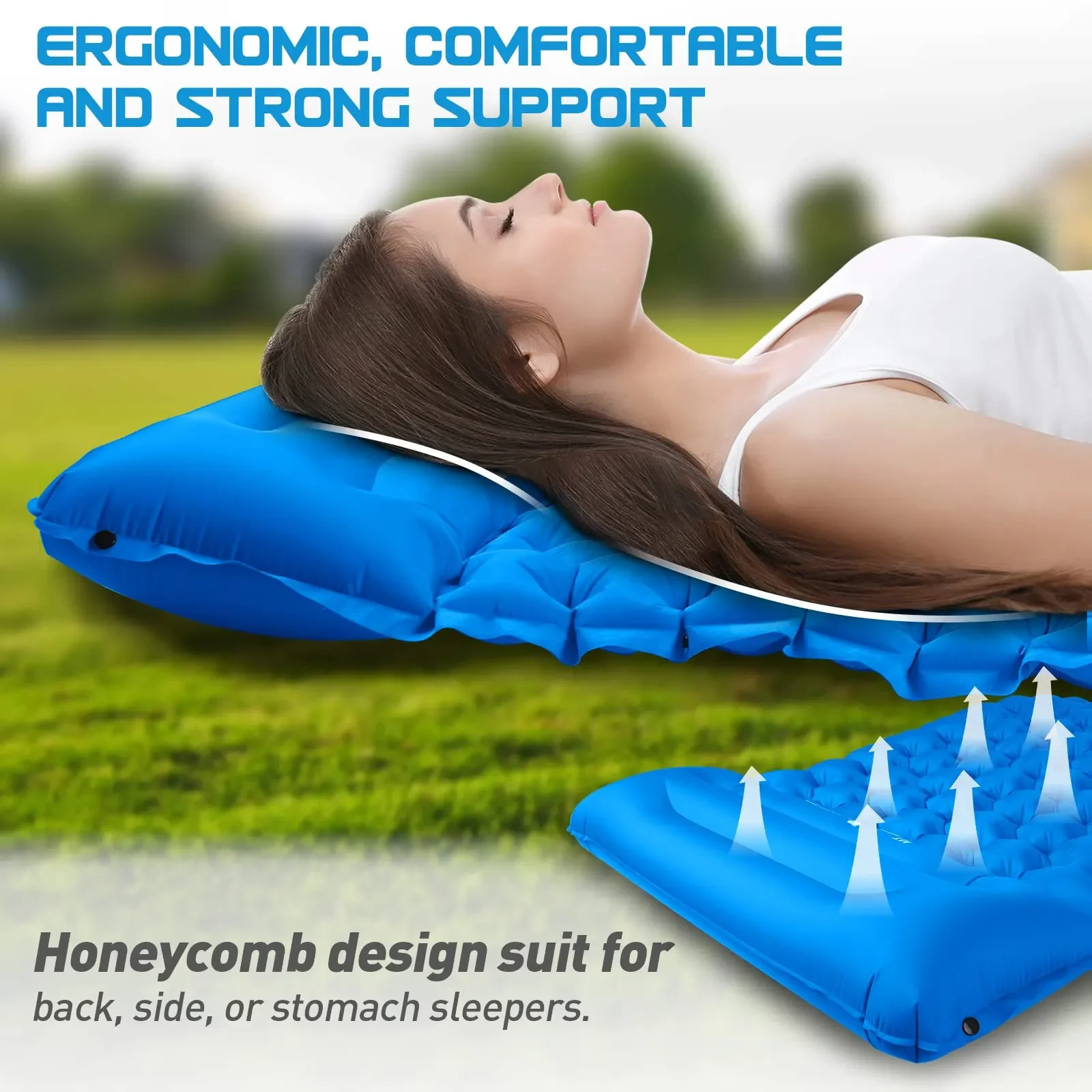 Ultra-Light Portable Outdoor Air Mattress Waterproof Camping Sleeping Pad Pillow Customizable Logo Backpacking Hiking Beach Use manufacture