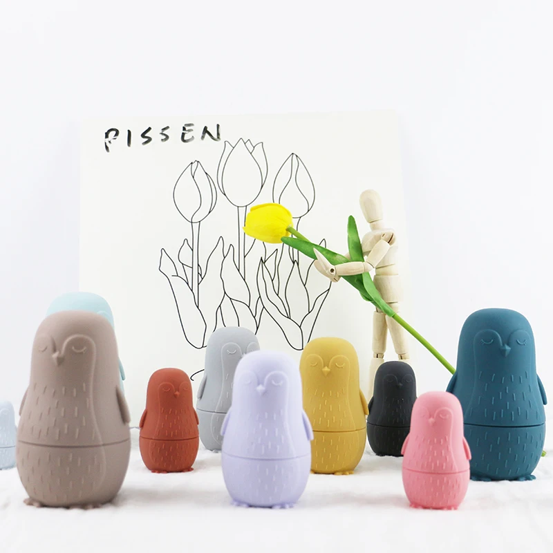 Новое поступление игрушка в виде пингвина форме животного не содержит Бисфенол А силиконовая детская Прорезыватель для зубов набор русских гнездовых