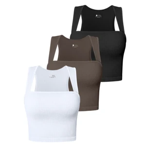Hot Selling Sleeveless Square Neck Seamless Fitness Yoga Crop Top
