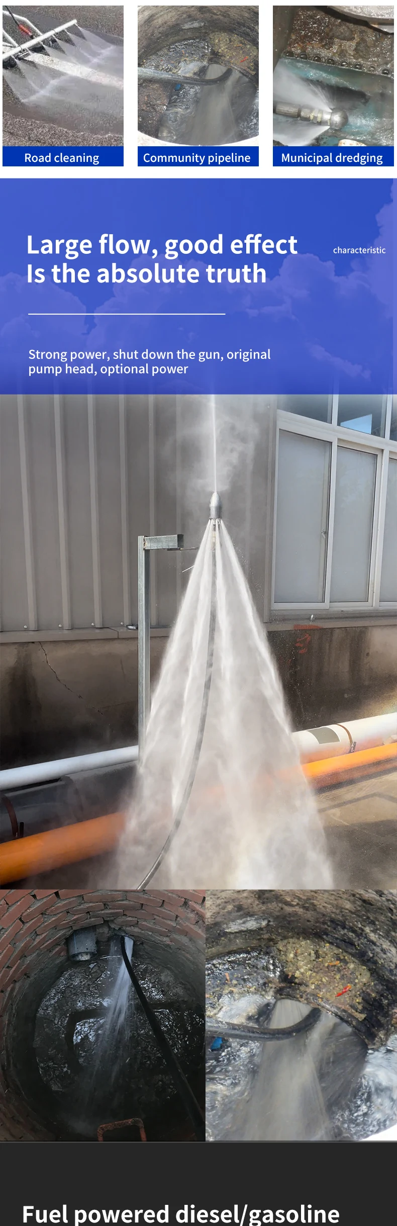 High Pressure Fuel Sewer Cleaning Pipe Drain Cleaning Machine Sewer