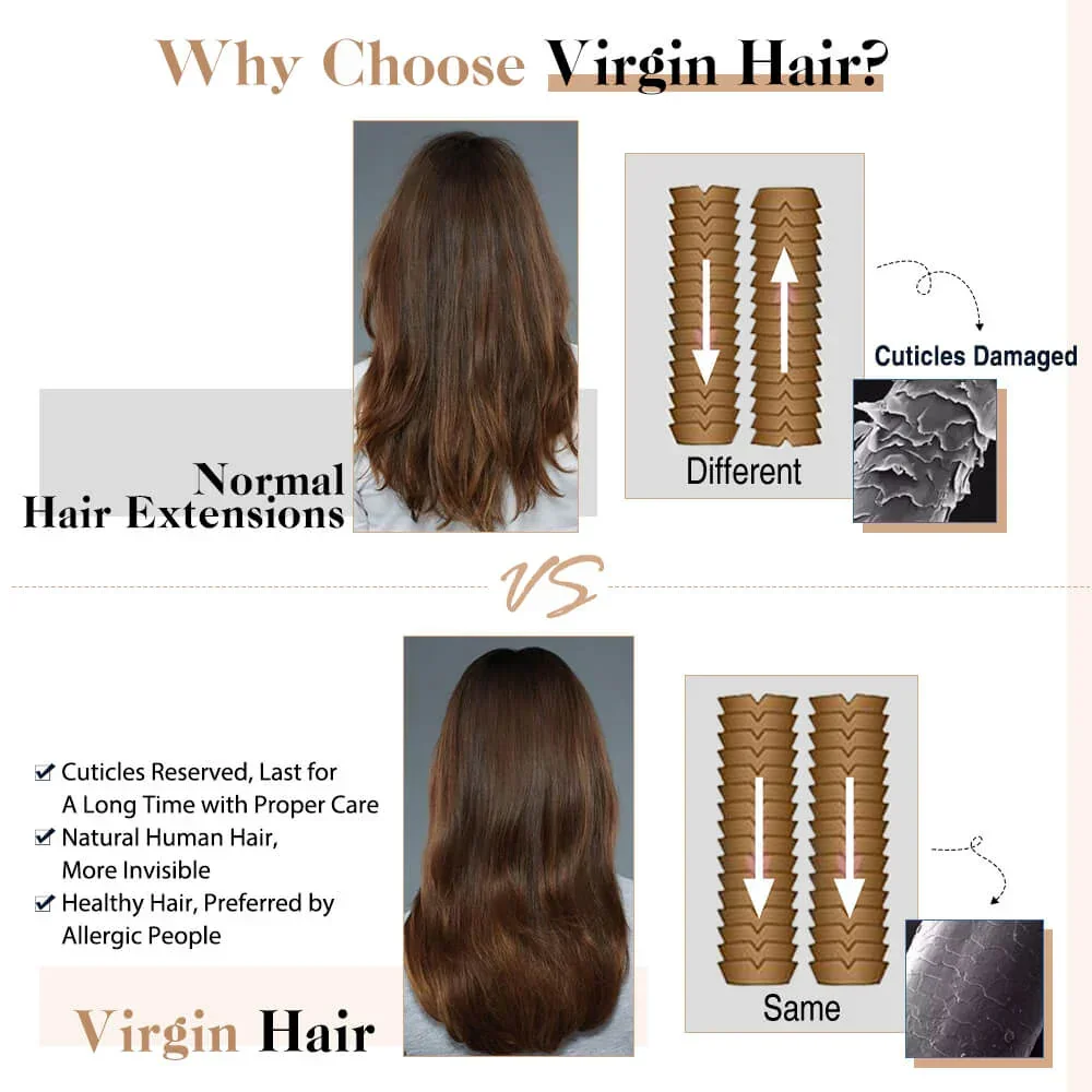 LaaVoo Virgin Flat Silk Weft Hair Extension Brazilian Hair Seamless Sew in Bundles_voghion.com