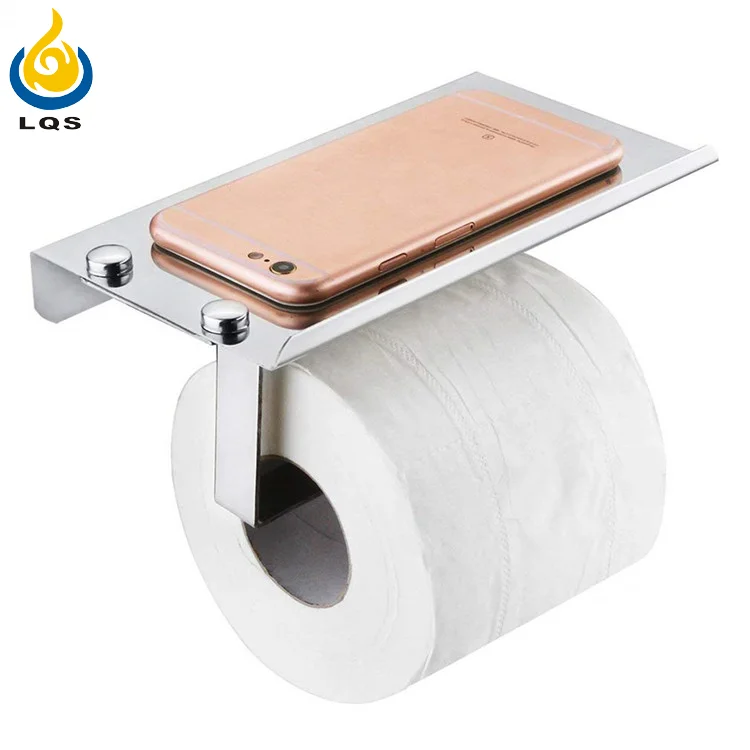 Wall Mounted Bathroom Toilet Paper Phone Holder Rack Tissue Roll Stand 