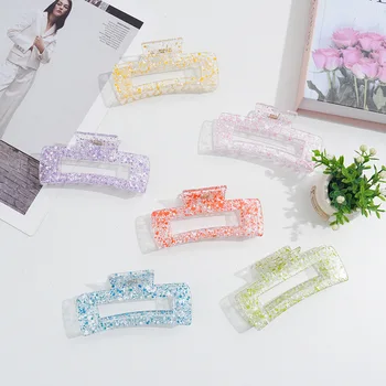 Z2 Kexi Shiny Candy Color Floral Large Shark Hair Claw Clips for Girl Woman