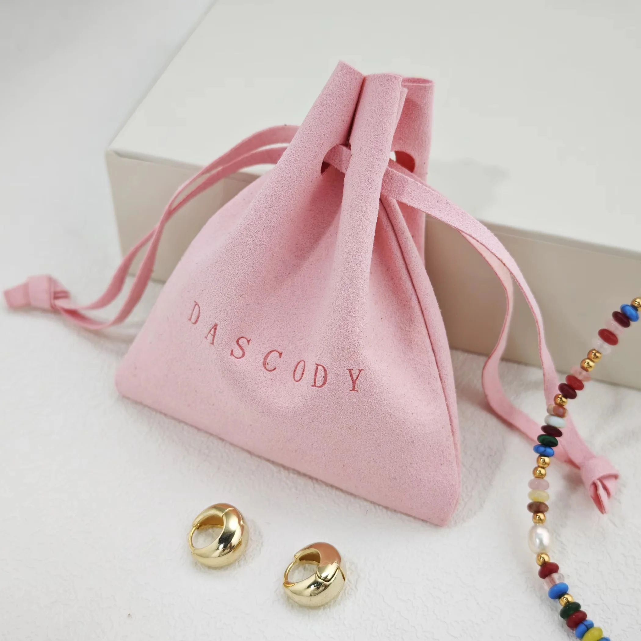 Lovely Jewelry Pouch Microfiber Jewelry Packaging Bag with Custom 