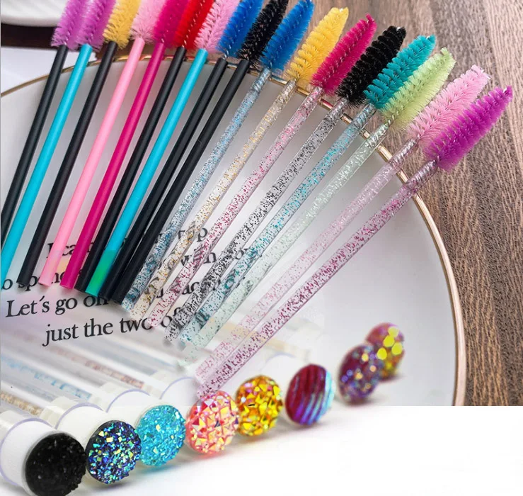 Mascara Lash Nylon Brushes Plastic Handle Disposable Brush Eyelashes Nylon Spiral Bendable Lash