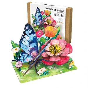 EPT 3D Wooden Insect Puzzle Wooden Butterfly Bee Models Animal DIY Gift Wooden Preschool 3D Puzzles for Kids