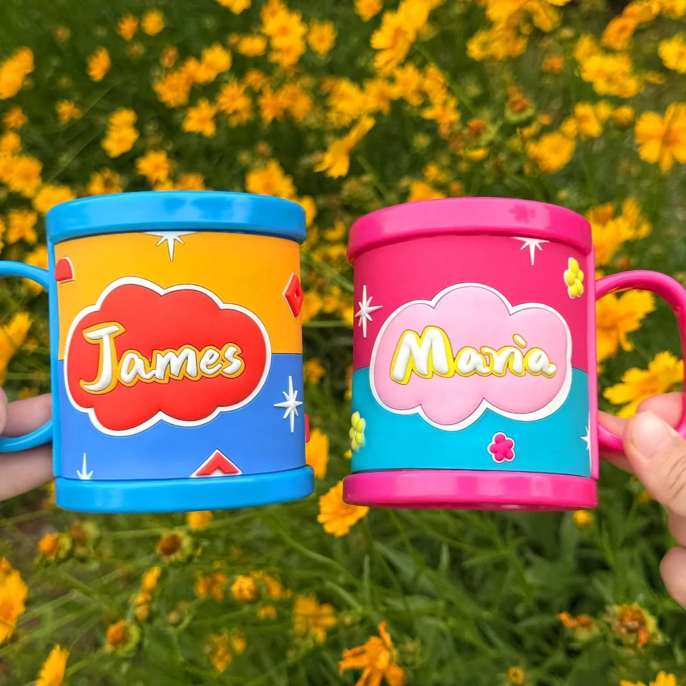 Ecofriendly 3D Travel Mug Custom Name Cup Wholesale Personalized Logo  Plastic Mug Reusable Soft PVC Rubber Cartoon Mugs for Kids