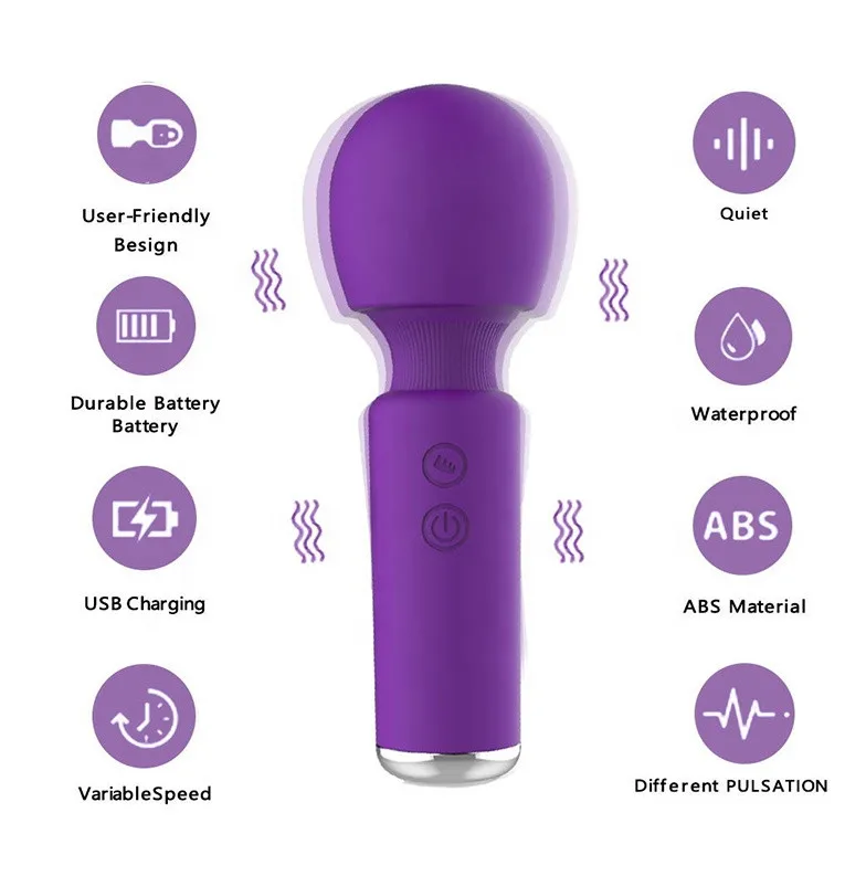 Super Soft Powerful Curved Massage Wand Rechargeable AV Wand Massager Vibrator Sex Toy 10 Speed Mini Wand Massager for Women