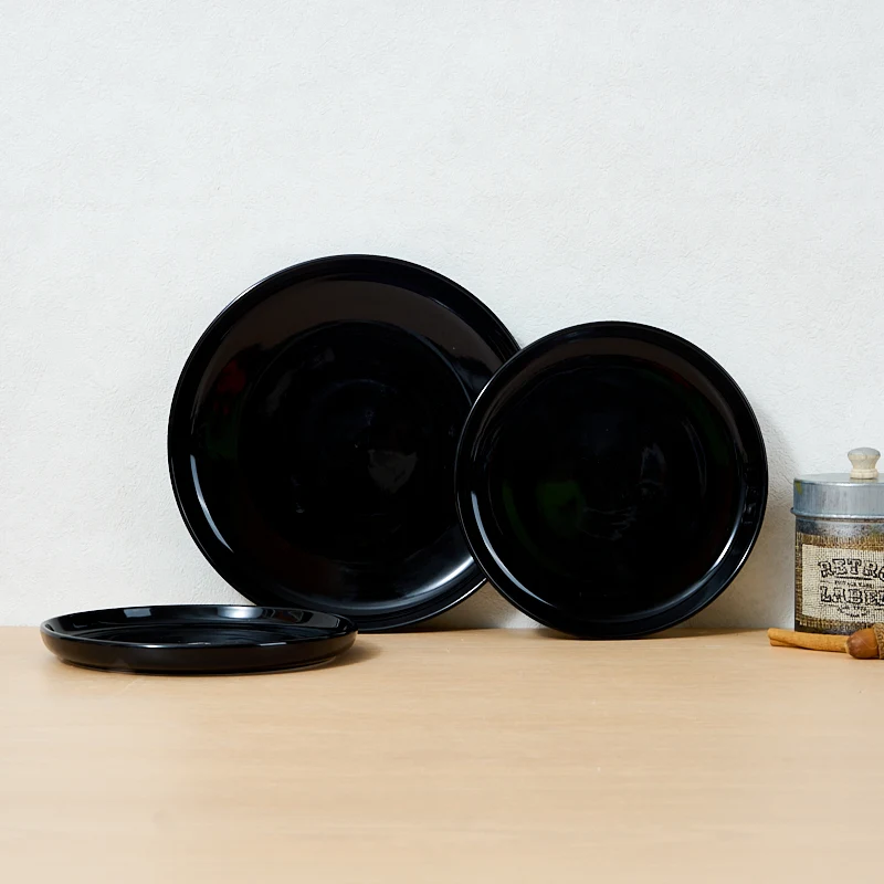 Velkoobchod moderních trvanlivých černých porcelánových tácek na piknikové pokrmy a koláče, bezpečné pro potraviny, vhodné na oslavy, podporuje individuální úpravy