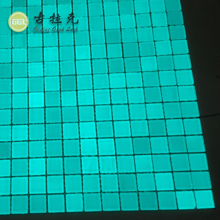 Luminous Green Mosaic Wall Swimming Pool Square Bathroom Glass Mosaic Tile details