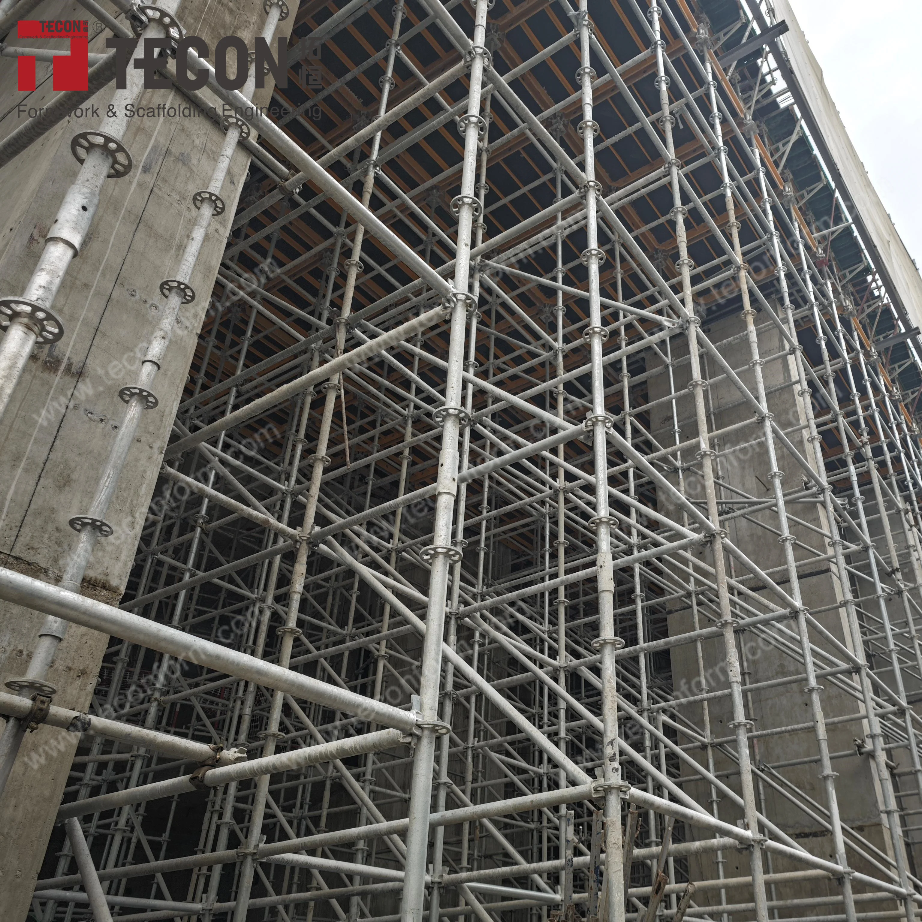 TECON Metal Ringlock Scaffolding for Building Construction Hot Dip Galvanized Shoring Bridge Scaffold Tower System
