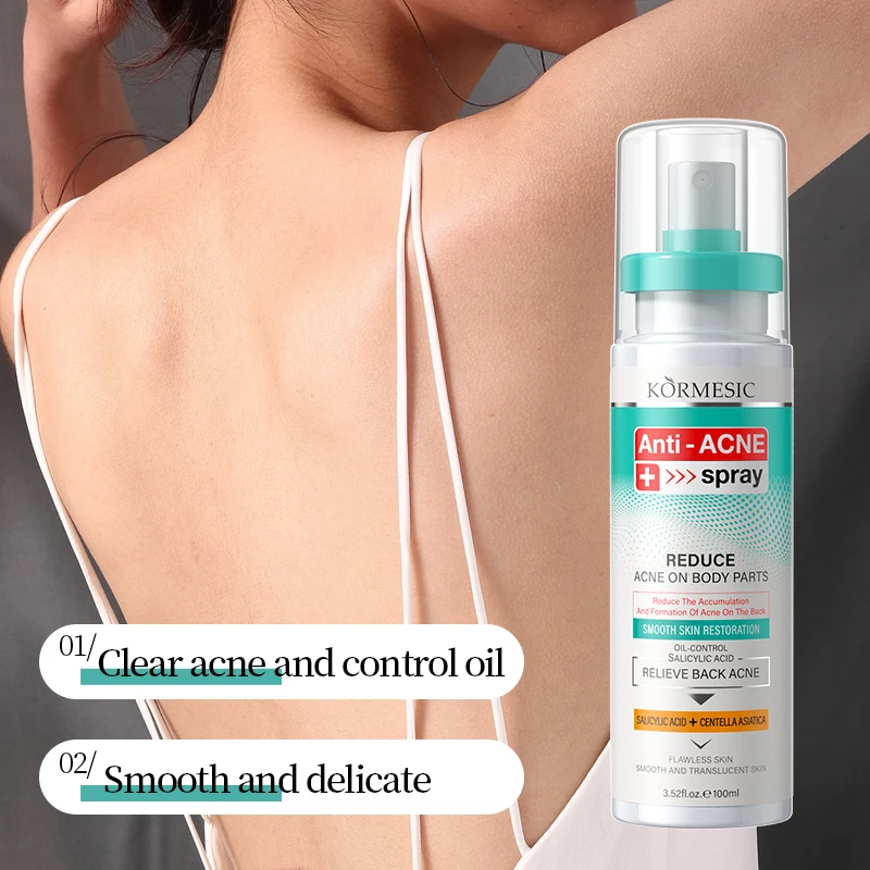 KORMESIC 100ml Bpom Certified Private Label Custom Wholesale Clear Acne Control Oil Smooth Salicylic Acid Anti-Acne Body Spray