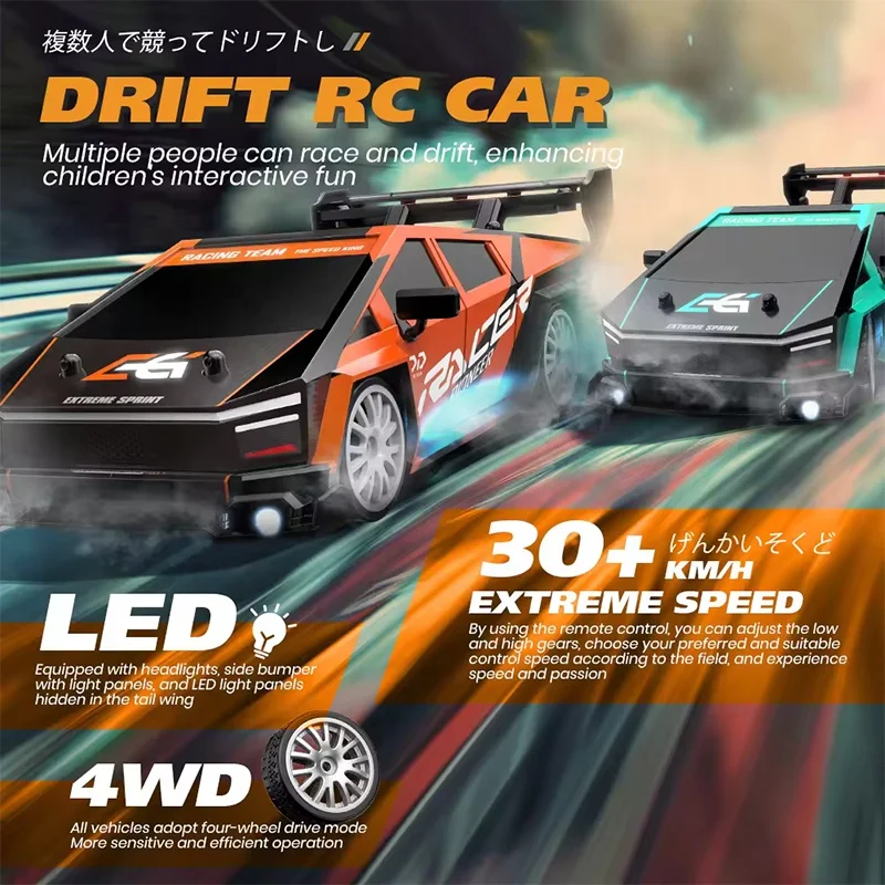Enoze 8601 1/24 RCドリフトカー4W30km/H高速PVCシェルLEDライト