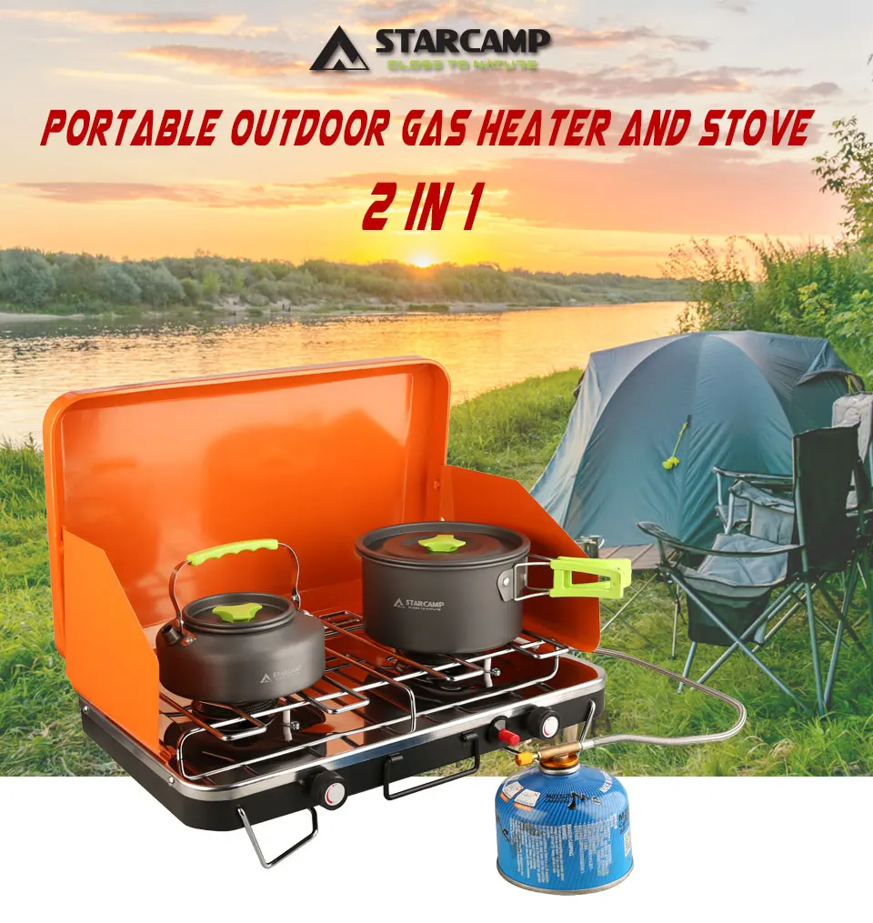 Starcamp Outdoor Portable Fold Camping Cooking Stove Two Burner Gas