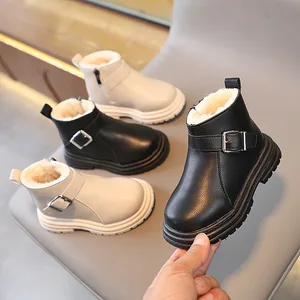 New British Style Booties Boys Girls Soft Soled Snow Boots Fashion Wild Children's Plush Warm Boot