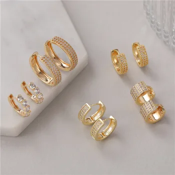 Fashion jewelry hot selling 18k 14k copper micro shop zircon charm women's buckle earrings wholesale