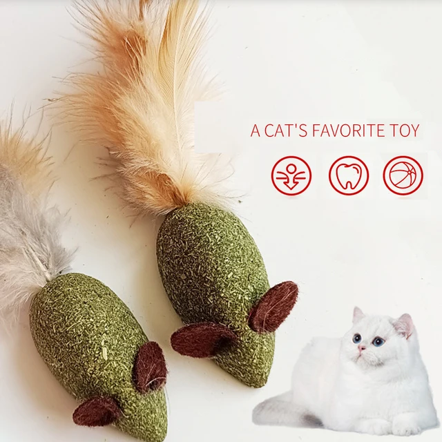 Whole Sale Catnip Toy Plush Pet Cat Toy Catnip Ball With Colorful Feather Pet Supplies Double-headed Badminton Cat Snack Toy