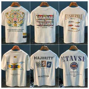 High Quality 100% Cotton Oversized Heavy T-shirt for Men Custom Printed with Bows Pattern Short Length Unique Pattern Design