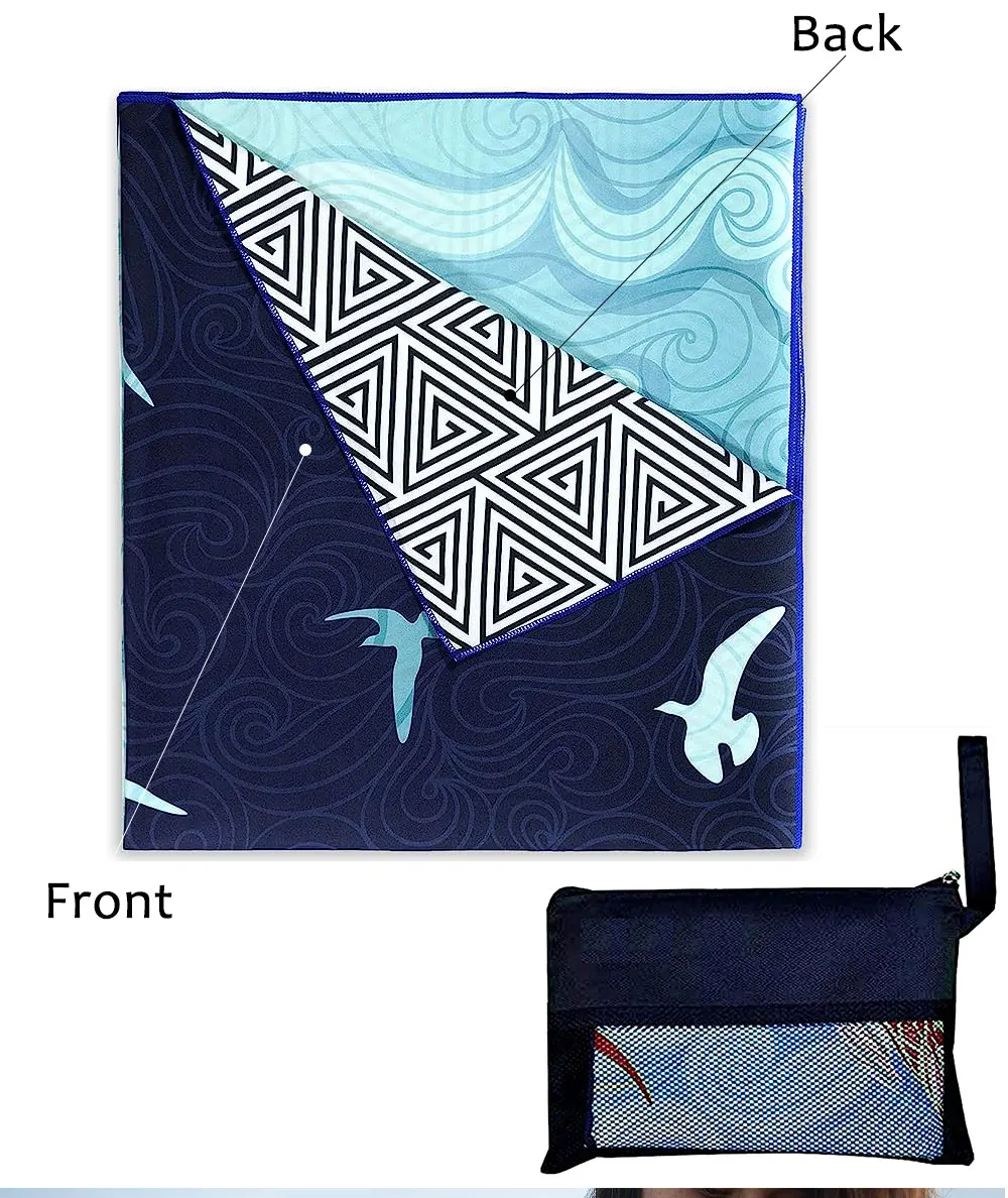 Custom Microfiber Travel Beach Towel Sports Fitness Outdoor Lightweight Portable Printed Beach Towel