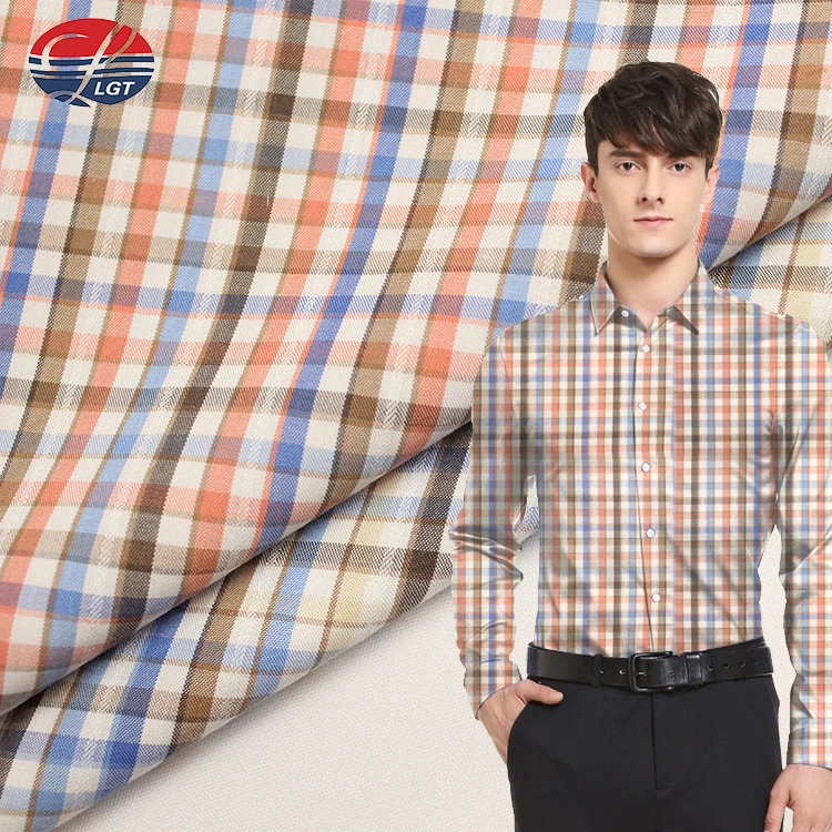 Customized High Quality Easy Care Eco-friendly Plaid Shirting Bamboo Fabric For Clothes