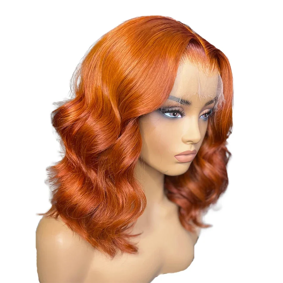 Peruka z brazylijskiej Remy 100% ludzkich włosów Boby Wave Short Bob 13x4 Frontal Lace Wig dla kobiet Pre Plucked_voghion.com