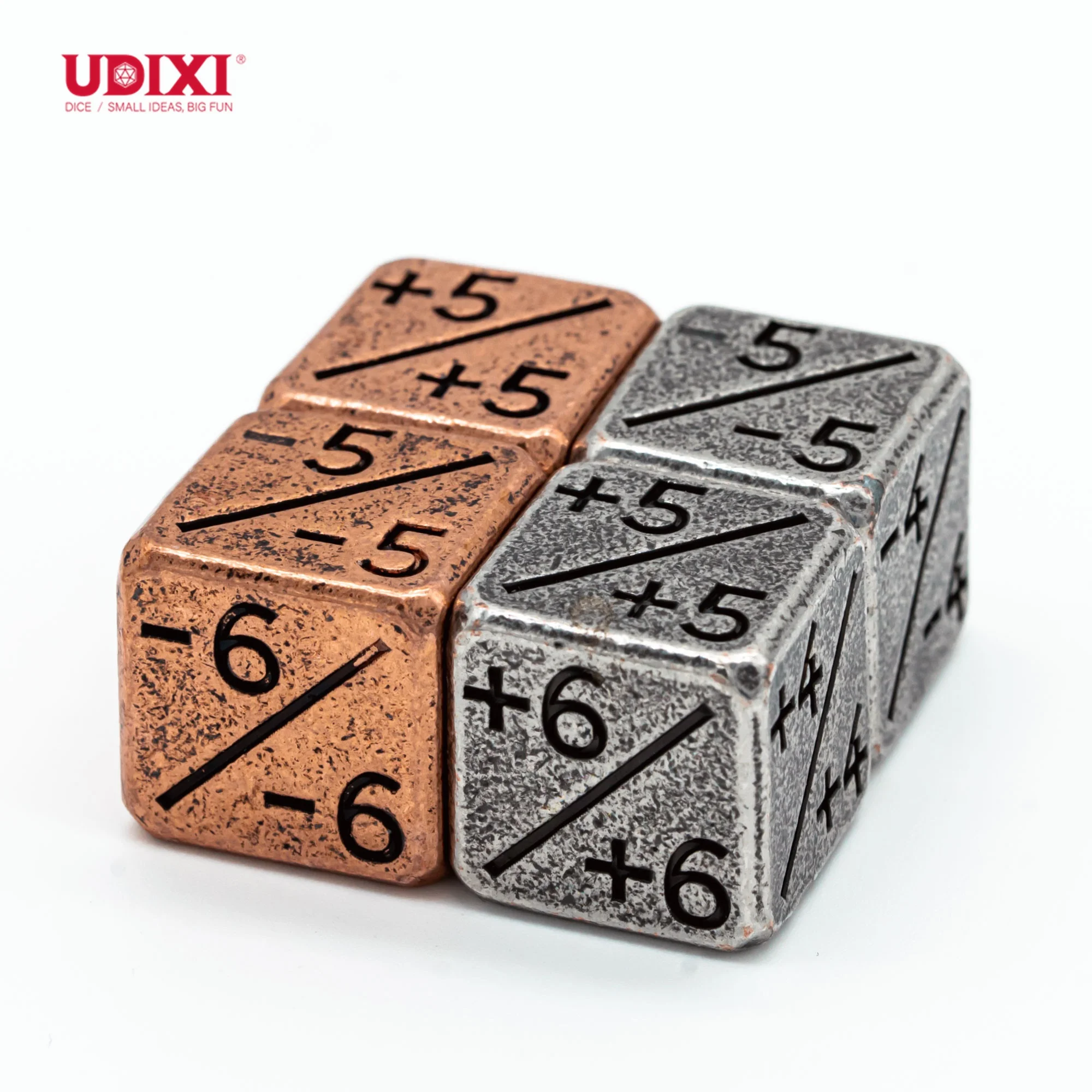 Udixi Polyhedral Custom logo Rpg Dungeons and Dragons Metal Plus and Minus Counter Dice