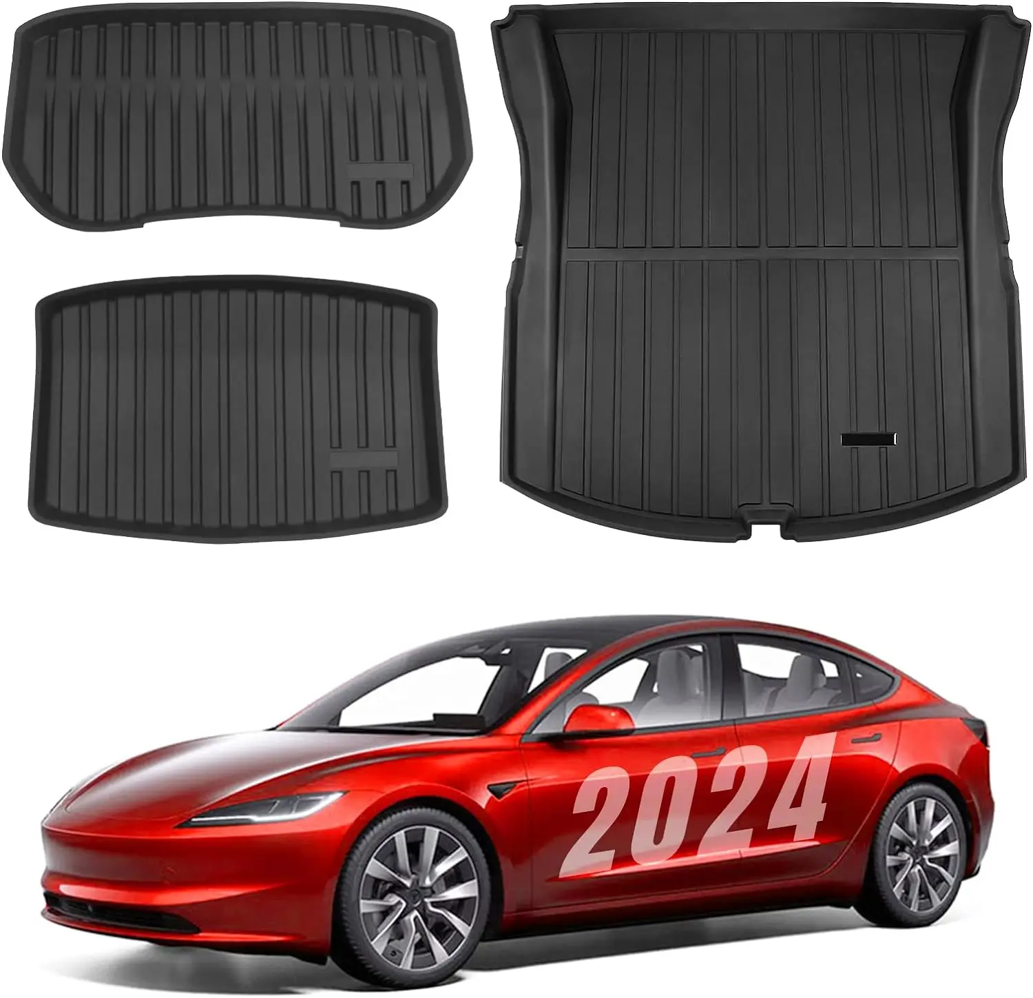 For 2024 Tesla Model 3 Highland Cargo Liner Trunk Mat & Frunk Mat Tpe
