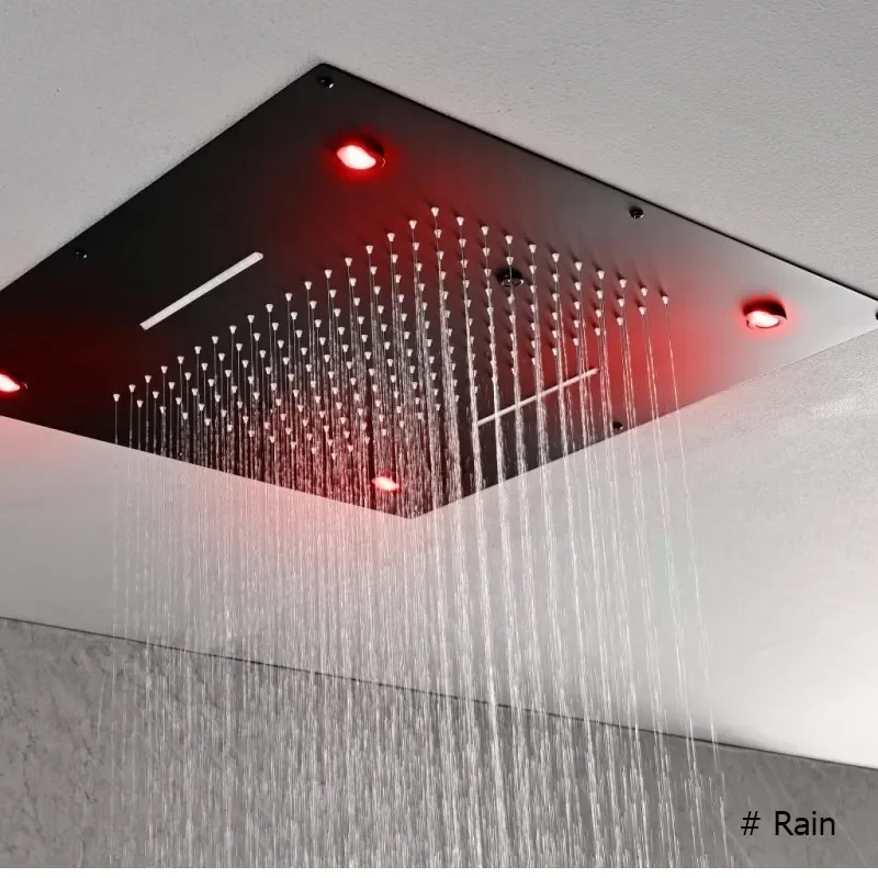 Big Size Ceiling Mounted Square Rainfall Led Shower Head Overhead ...